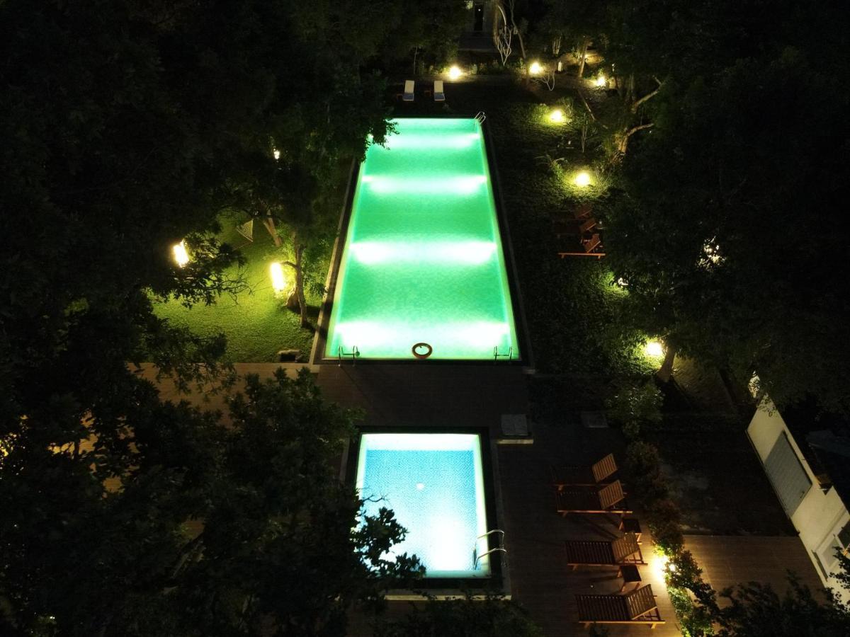 Nivadoo Resort Sigiriya Bagian luar foto The swimming pool at night